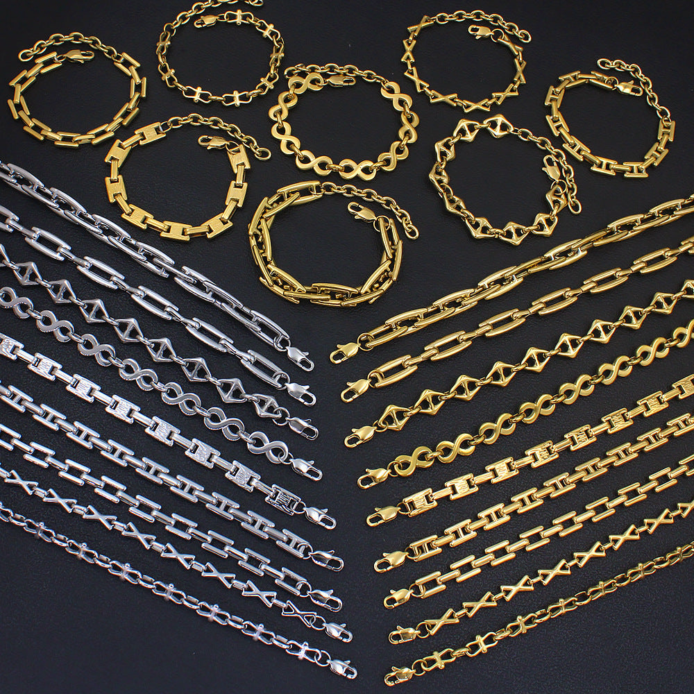Trendy Stainless Gold Handmade Chain Waterproof Jewelry Set