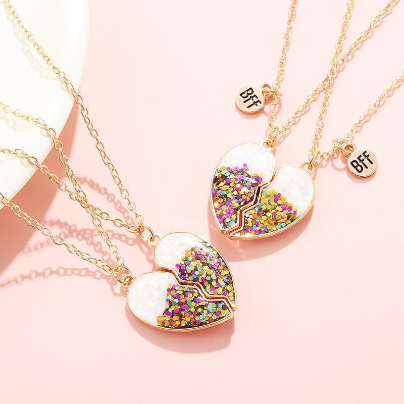Children's Gold Powder Epoxy Love Fashion Letter Necklaces