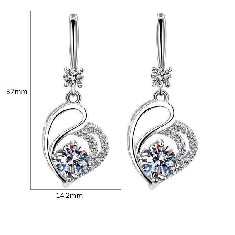 Heart-shaped Mid-length Eardrops Female Korean Exquisite Earrings