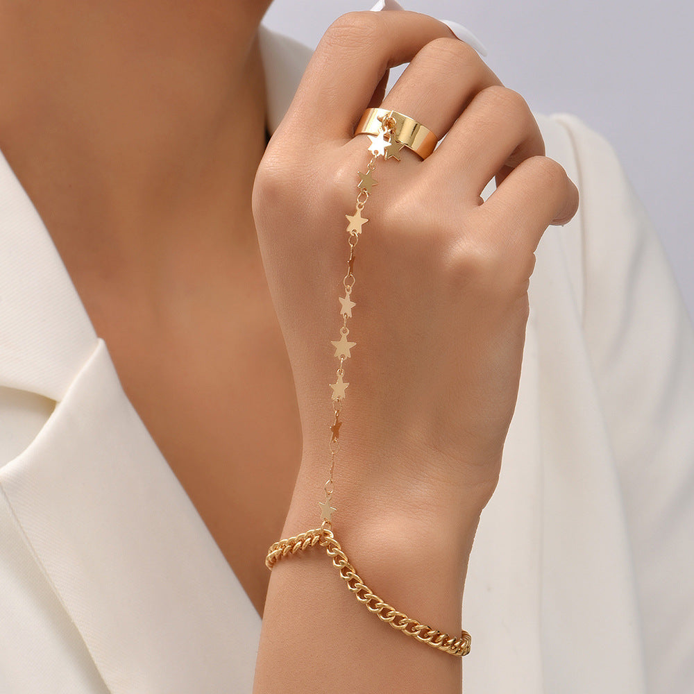Five-pointed Star Butterfly Sequins Chain Hand Bracelet