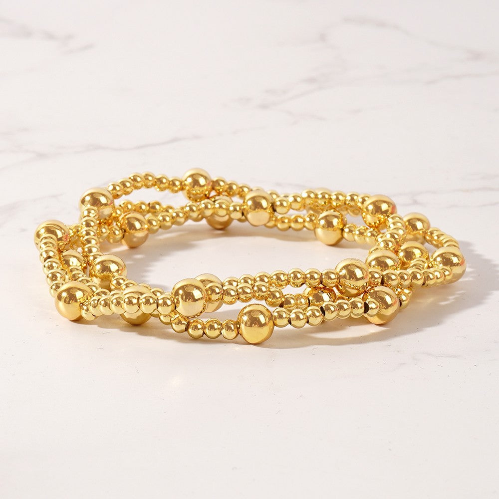 Niche Pearl Gold Copper Bead Stacked Bracelet