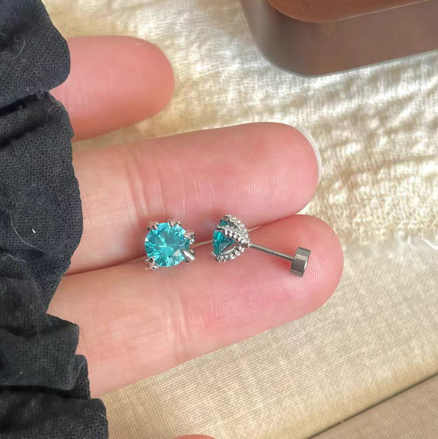 Pa Green Zirconium Umbilicaria Bone Nail Collection Earrings