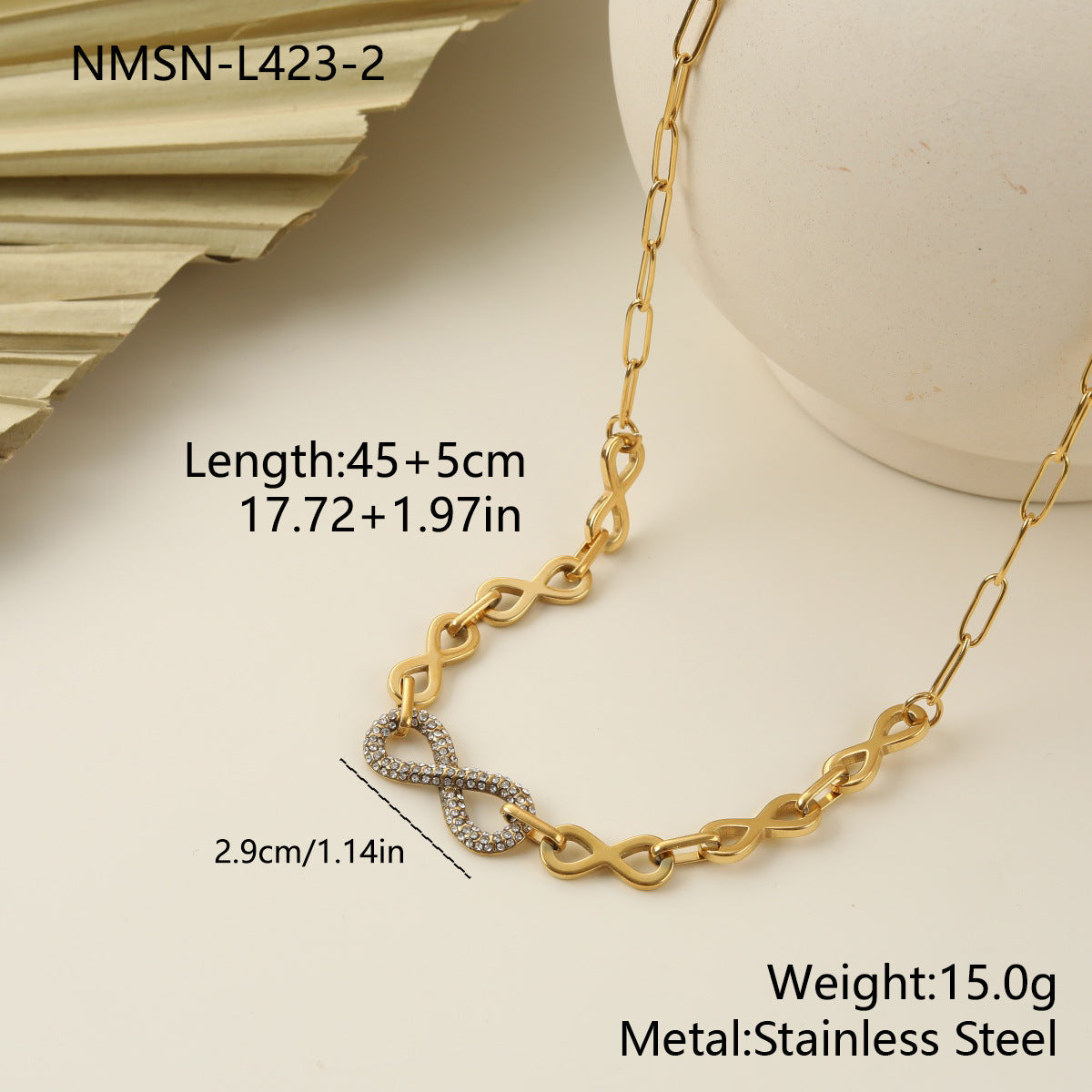 Steel Light Luxury Unlimited Symbol Full Diamond Jewelry Set