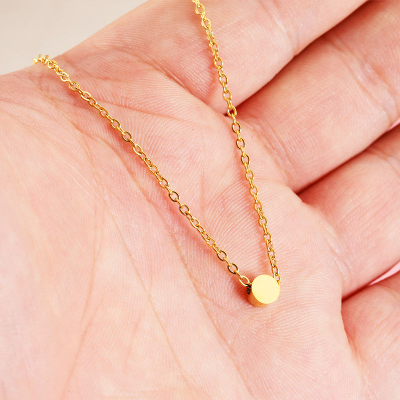 Women's Mirror Stainless Steel Small Beads Bean Simple Necklaces