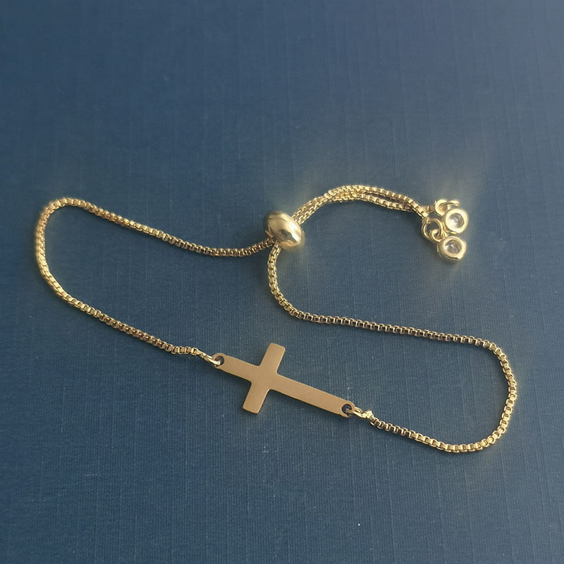 Double Hole Cross Small Mirror Stainless Pendants