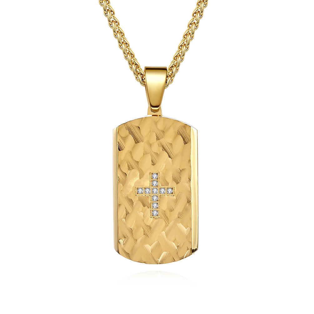 Men's & Women's Titanium Steel Bark Stripes Beveled Diamond Pendant