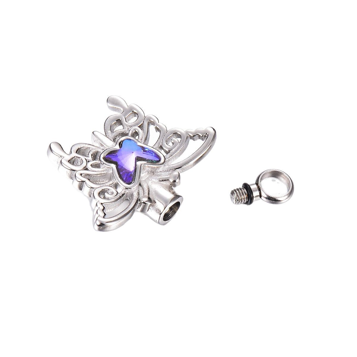 Stainless Steel Fresh Girly Style Butterfly Open Perfume Bottle Ashes Pendant