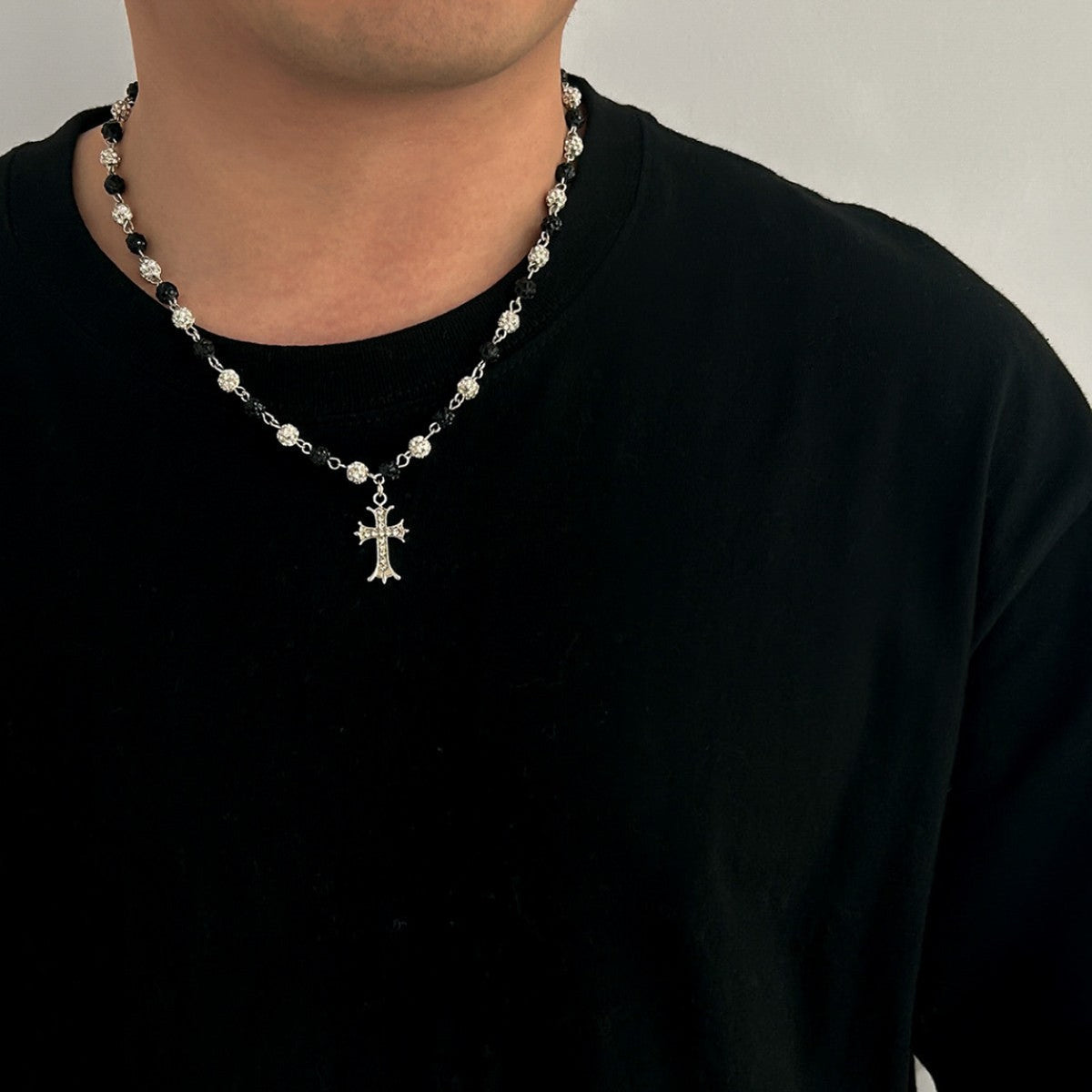 Men's Hop Niche Rhinestone Ball Stitching Clavicle Necklaces
