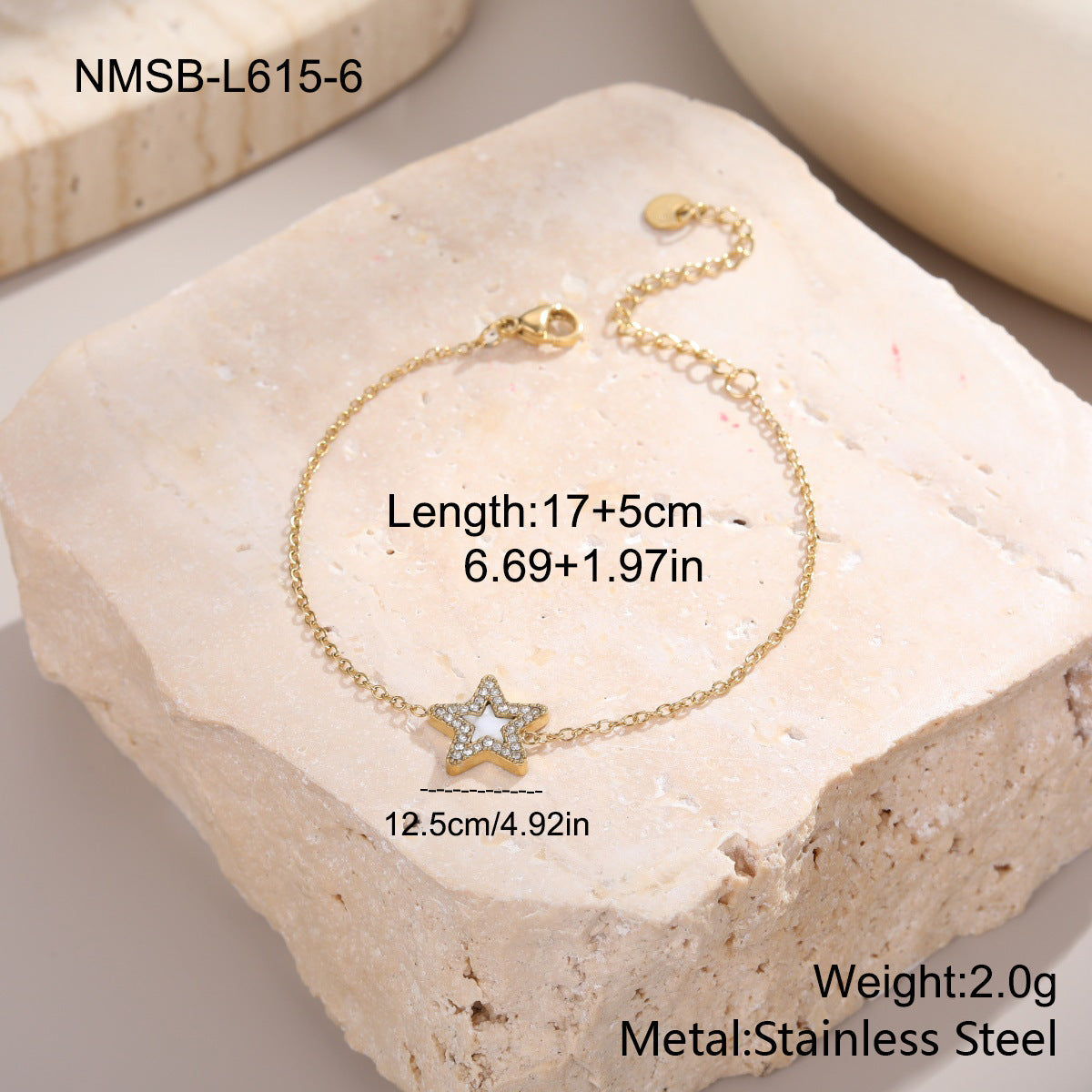 Women's Pentagram Zircon Design Simple Graceful Bracelets