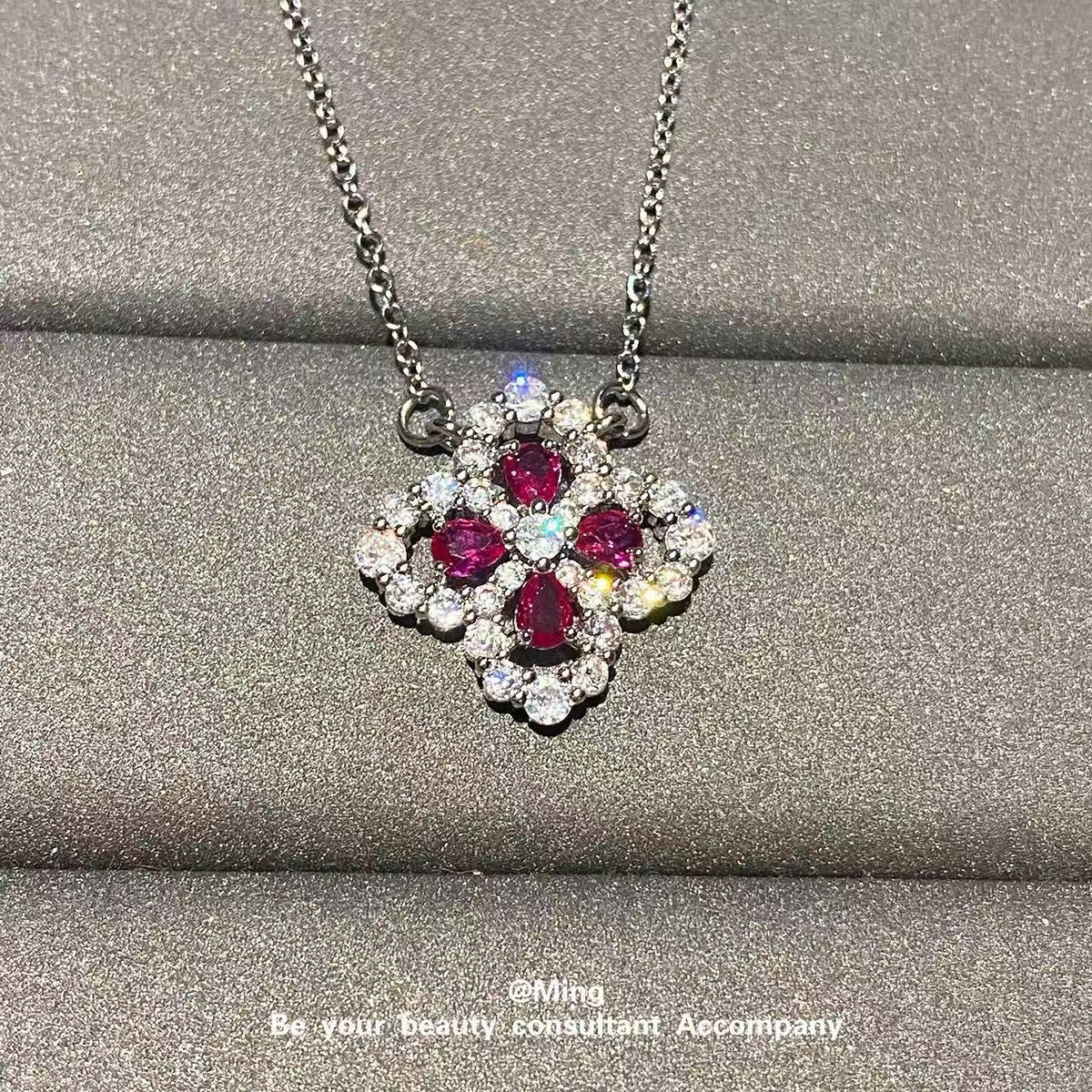 Four-leaf Clover Ear Light Luxury Minority Full Diamond Clavicle Pendant