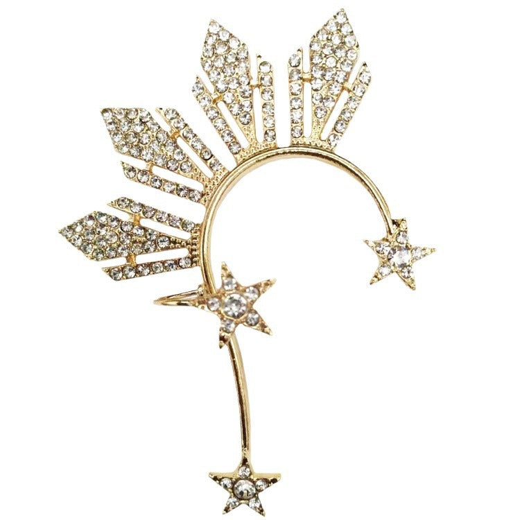 Grandeur Personality Creative Diamond Golden Five-pointed Ear Clip