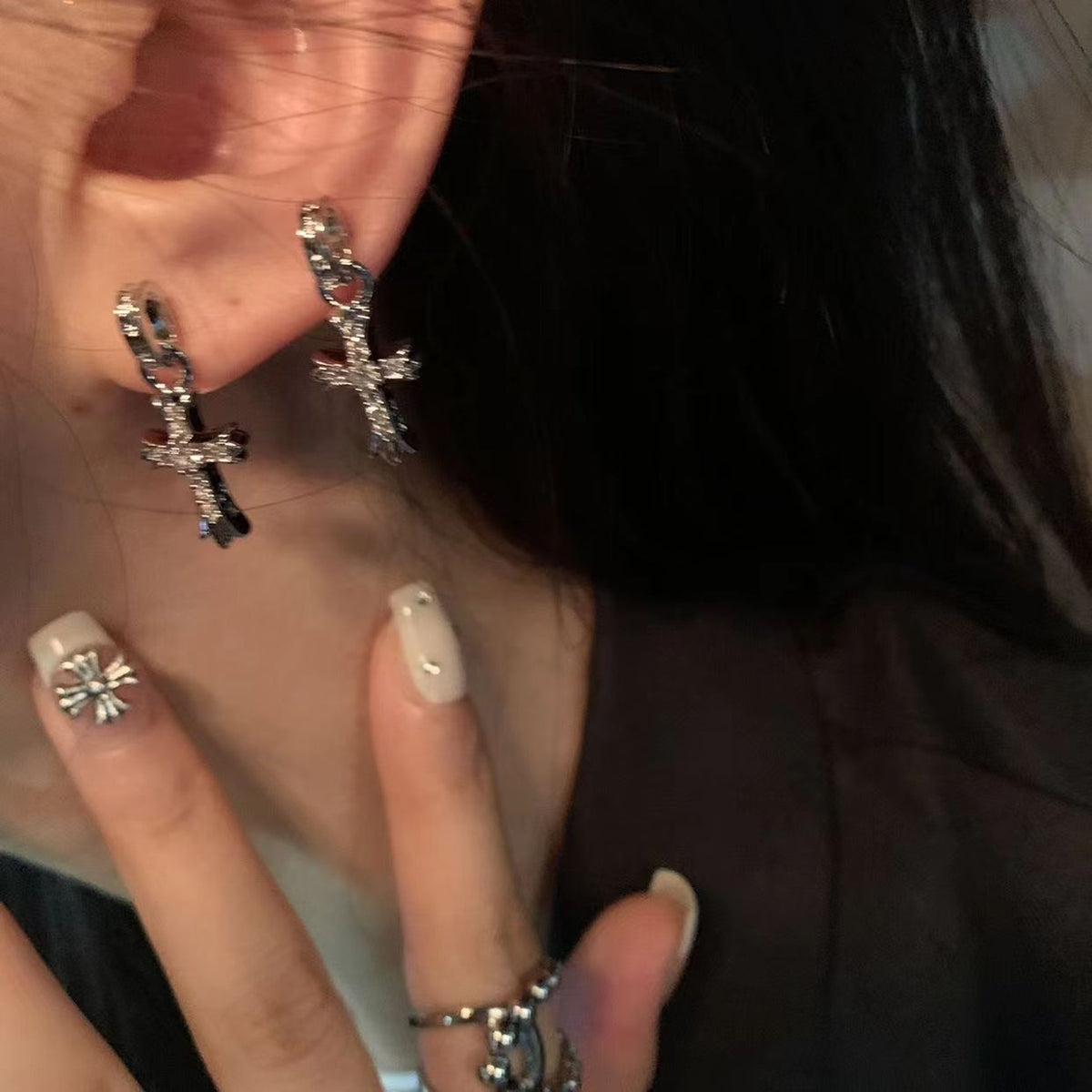 Zircon Cross Female Design High-grade Small Rings