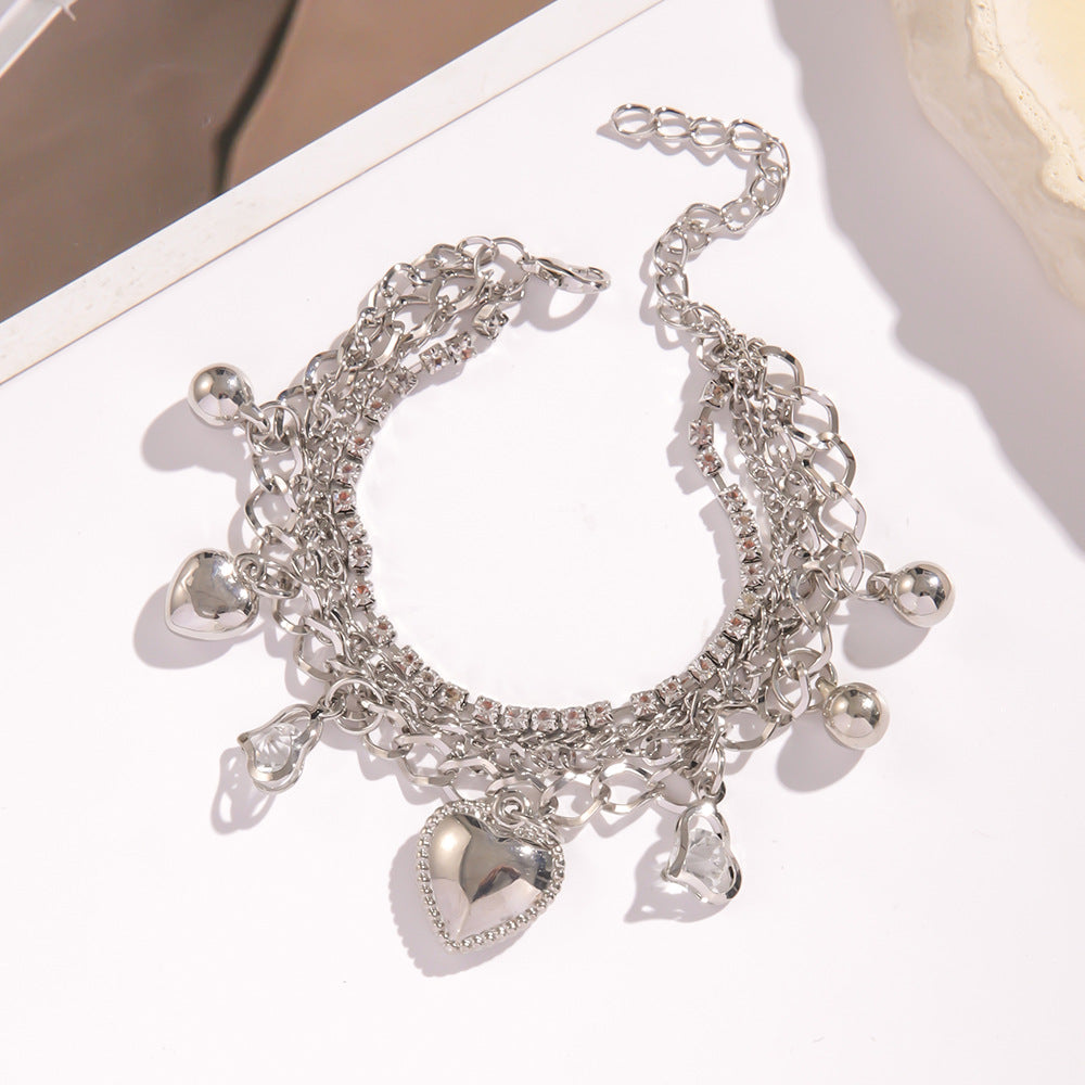 Women's Advanced Texture Love With Diamond Duo Bracelets