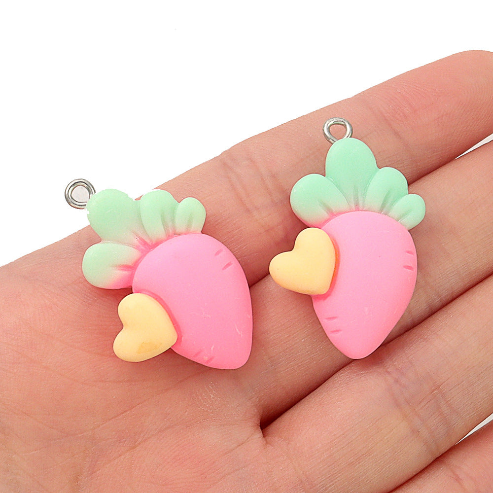 Mini Small Matching Carrot Barrettes Vegetable Resin Cute Earrings