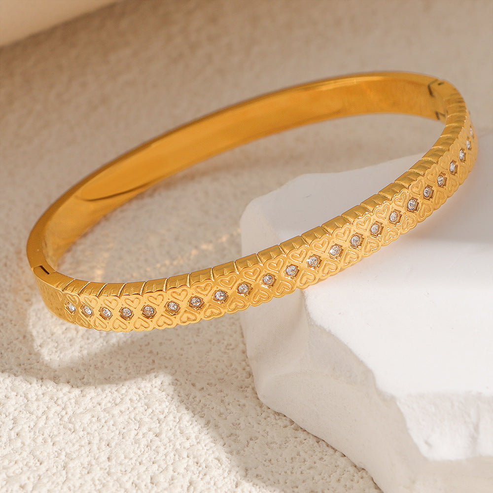 Women's Fashion Titanium Steel Geometric Variety White Diamond Light Luxury Bracelet