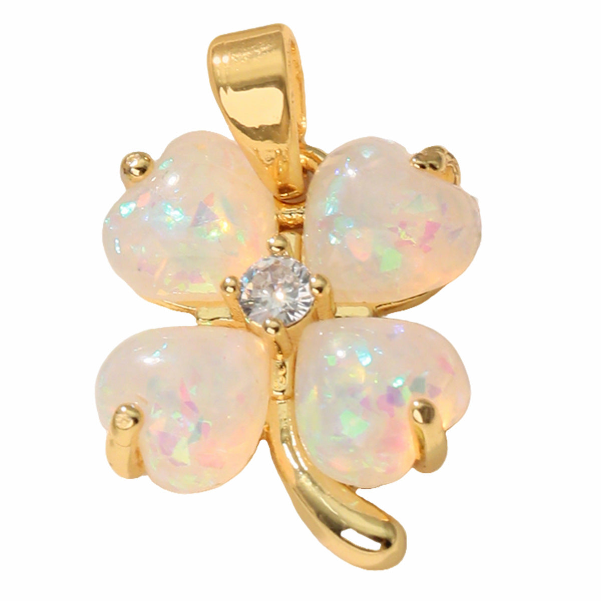 Light Luxury Four-leaf Clover Gold Inlaid Zircon Pendants