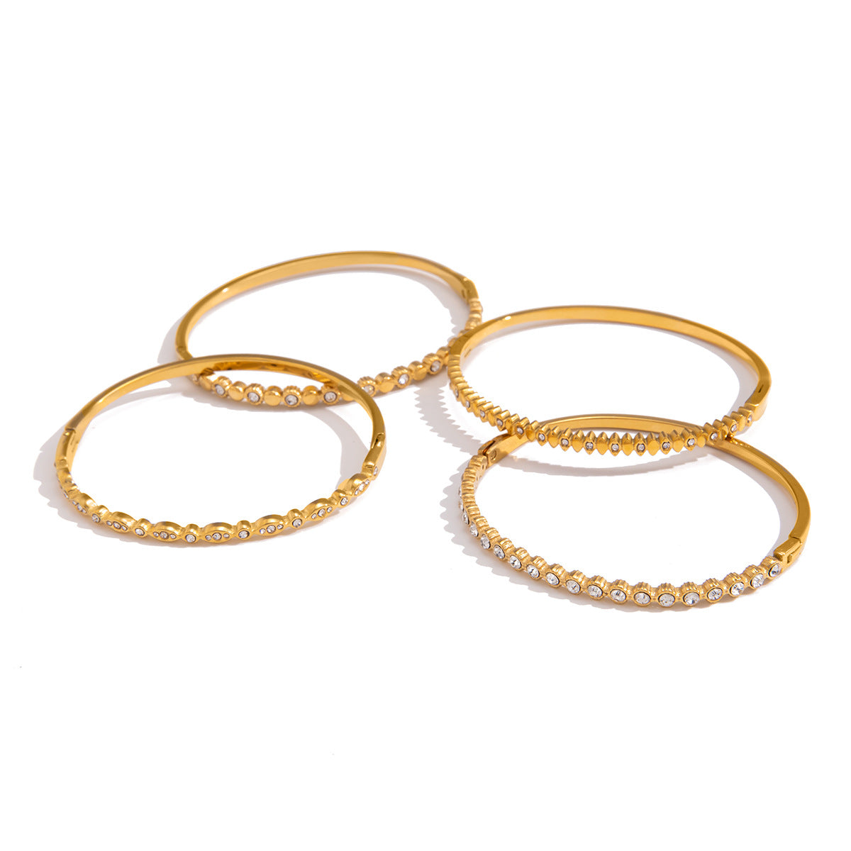 Women's Ding Stainless Steel Rhinestone Twin Titanium Light Bracelet