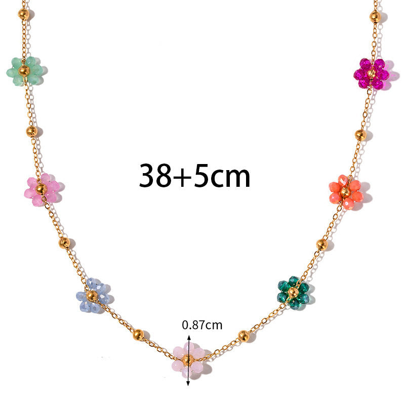 Fresh Daisy Flower Vintage Colorful Beaded Necklaces