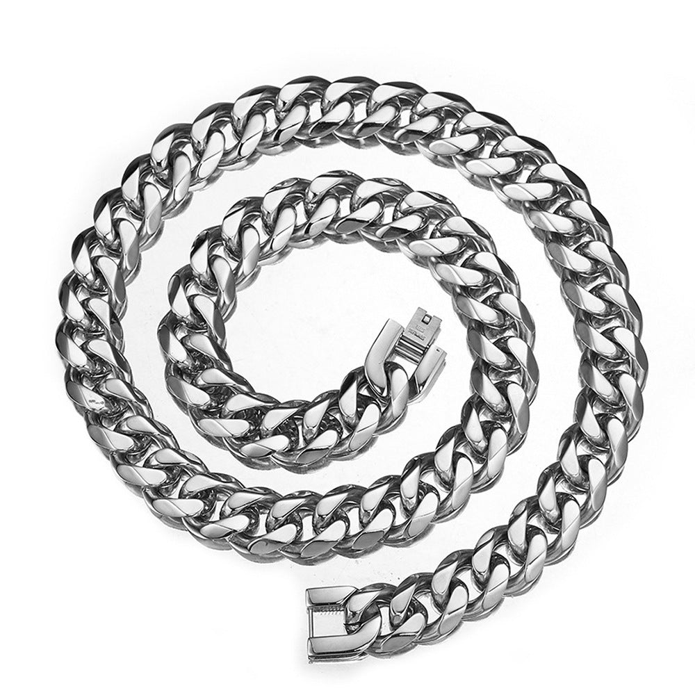 Titanium Steel Cuban Male Female Trendy Clavicle Chain Hip Hop Pendant