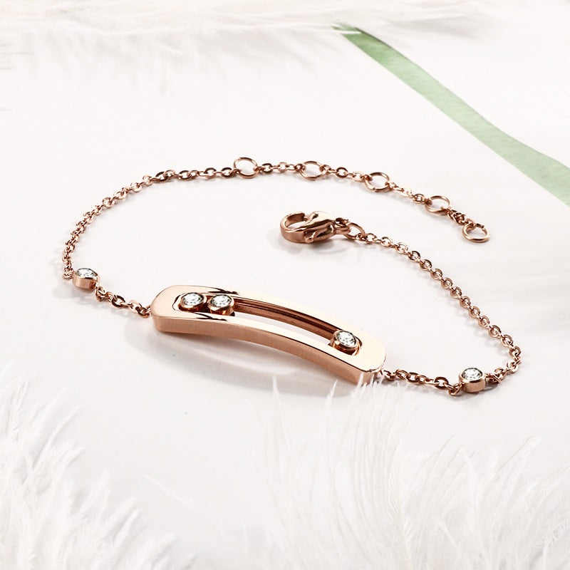 Stainless Steel Diamond Circle Moving Stone Holder Jewelry Set