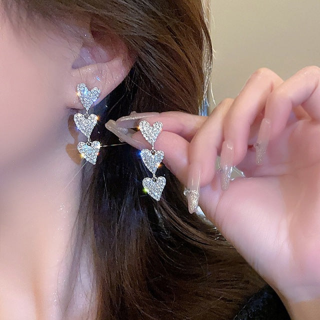 Tassel High-grade Sier Needle Metal Light Luxury Pearl Rings
