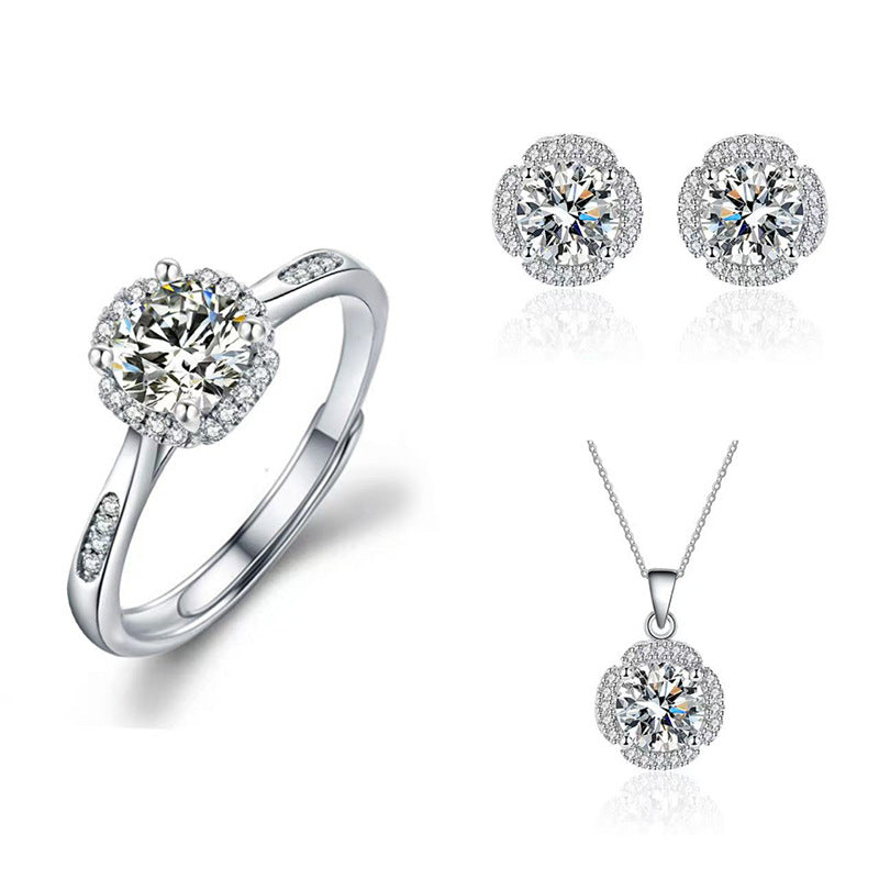 Imitation Moissanite Three-piece Zircon Temperament Ear Earrings