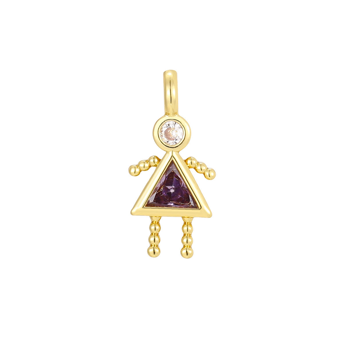 Boys Color Birthstone Gold Micro Inlaid Pendant