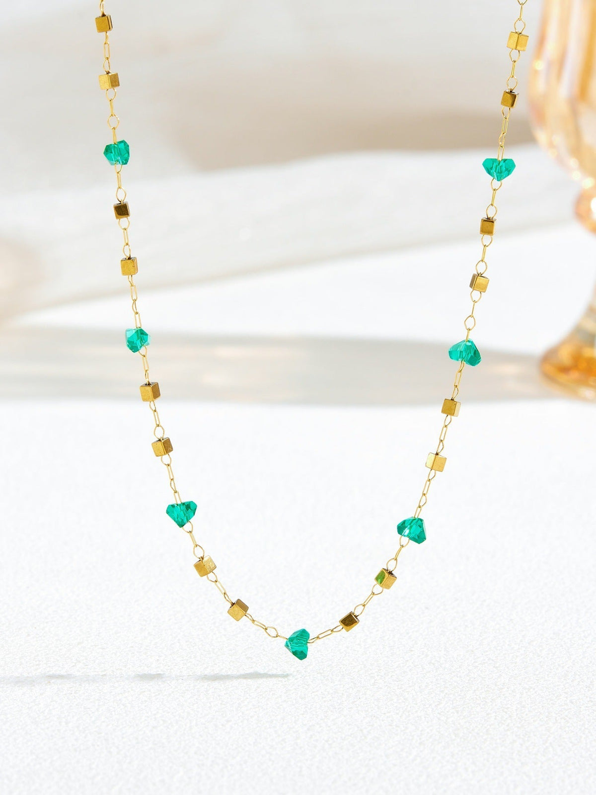 Women's High-grade Stainless Steel Inlaid Zircon Square Necklaces