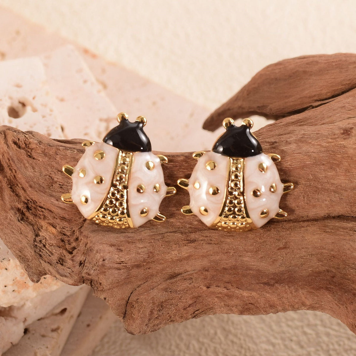 Colorful Oil Ladybug Stainless Steel Creative Cartoon Fashionable Versatile Stud Earrings