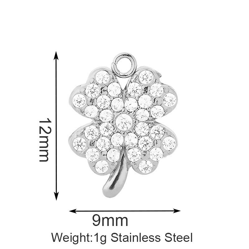 Stainless Steel Inlaid Zircon Clover Lucky Necklaces