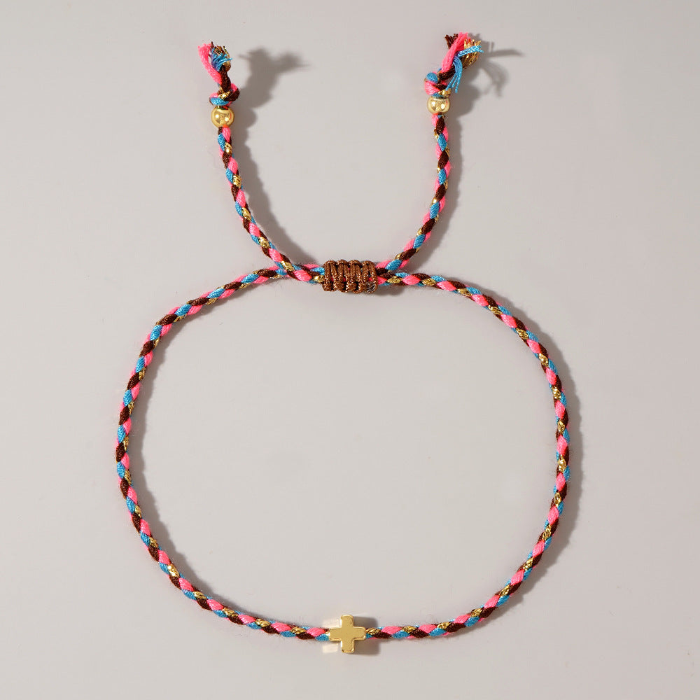 Women's Four-color Cotton Cross Handmade Carrying Strap Couple High Bracelet