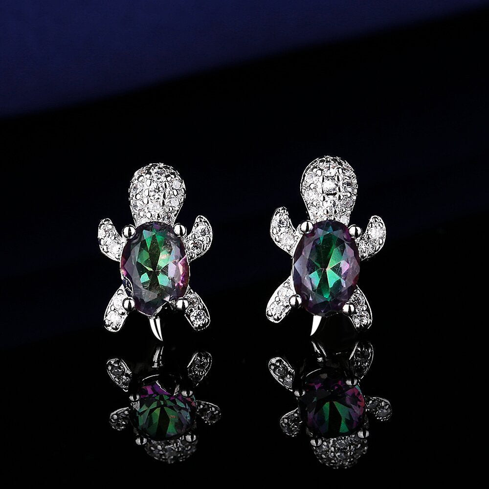 Broadcast Fashion Little Turtle Inlaid Colorful Zircon Three-piece Rings
