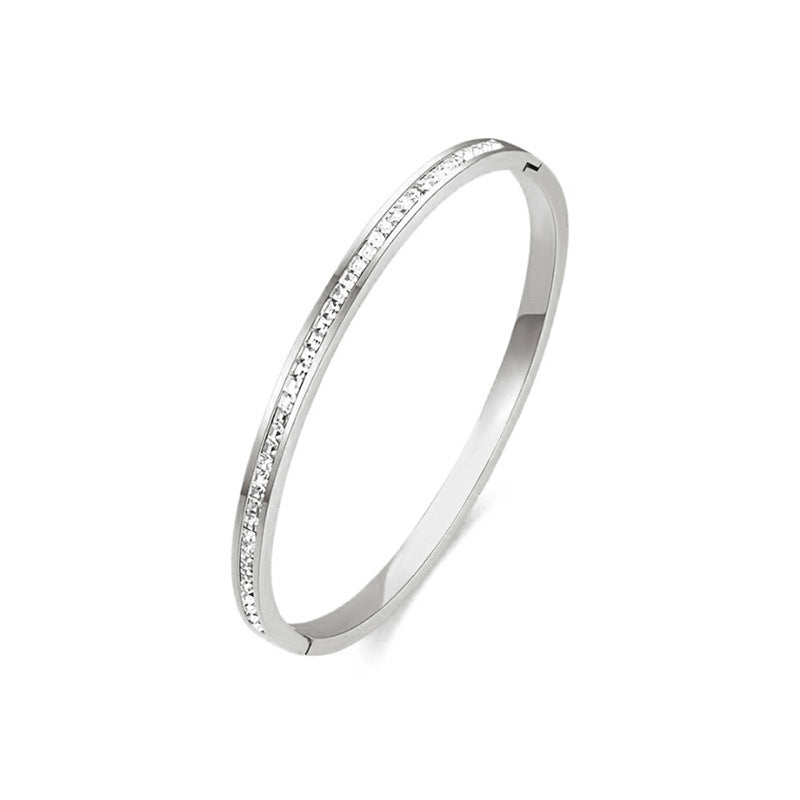 Simple Single Row Square Diamond Titanium Steel For Bracelet