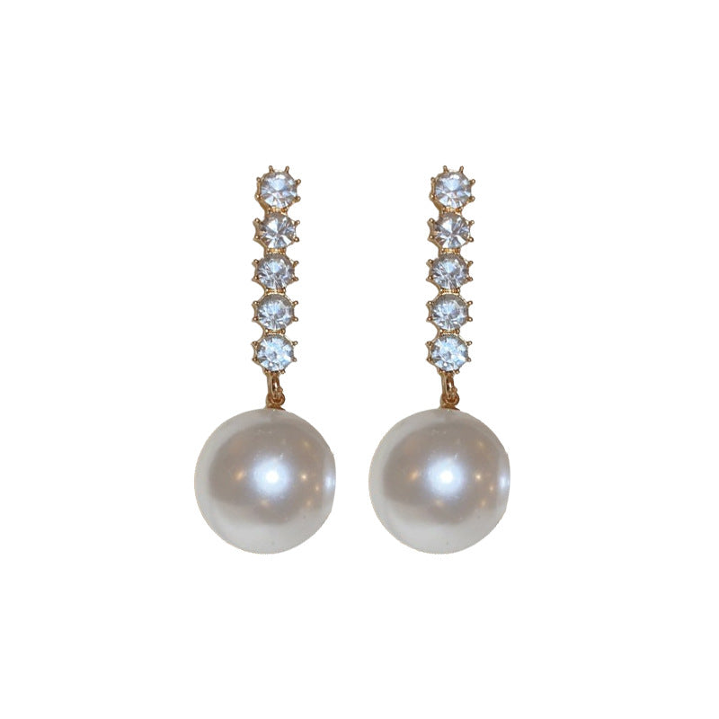 Women's Side-by-side Stick Pearl Exaggerated Personalized High-grade Light Luxury Earrings