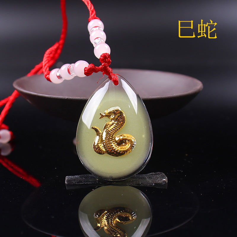 Thickening Crystal Luminous Year Of Snake Large Zodiac Pendant