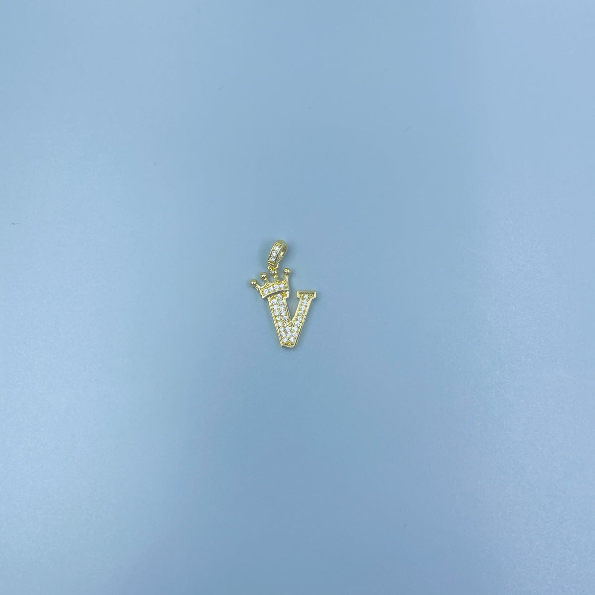 Full Diamond Crown Letters Copper Plated Real Gold Inlaid Zircon Pendant