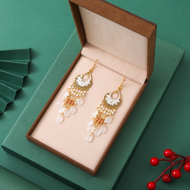 Women's Bohemian Seaside Holiday National Style Crystal Exaggerated Earrings