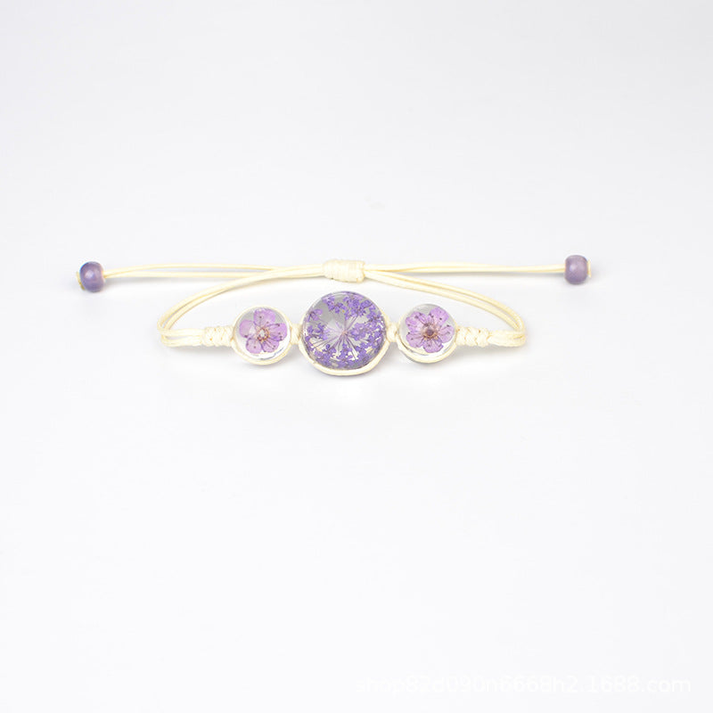 Women's Stone Preserved Fresh Glass Ball Hand-woven Carrying Bracelet