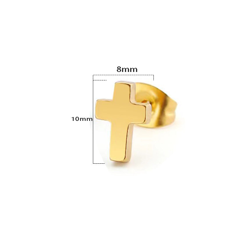 Simple Titanium Steel Ear Cross Bone Graceful Personality Niche Rings
