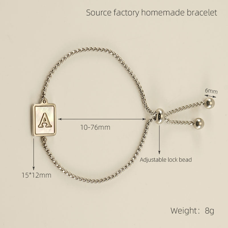 Women's Titanium Steel Natural Shell Fashion Simple Letter Bracelets
