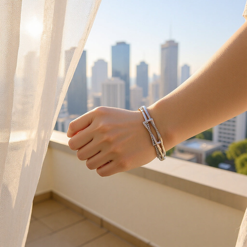 Diamond Design Affordable Luxury Fashion Personality Zinc Bracelet