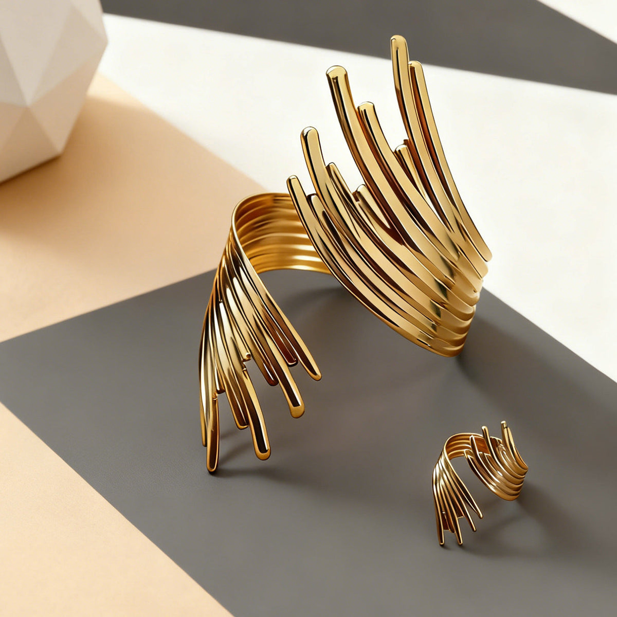 Geometry Hollow Twisted Unique Punk Style Hip Rings