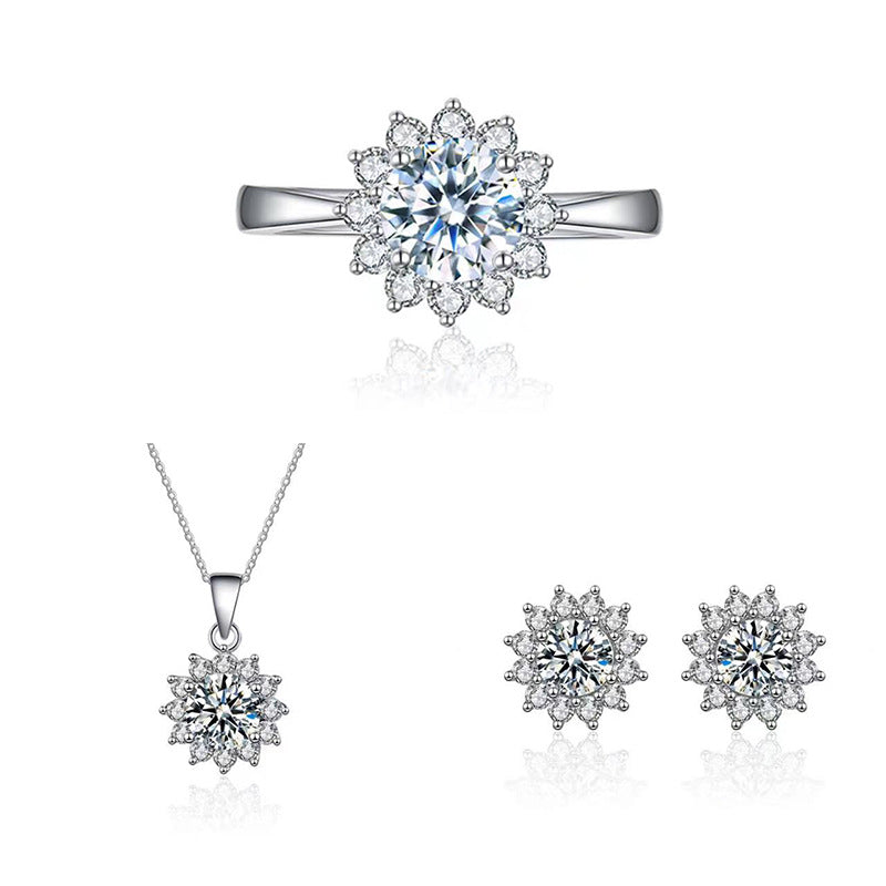 Imitation Moissanite Three-piece Zircon Temperament Ear Earrings