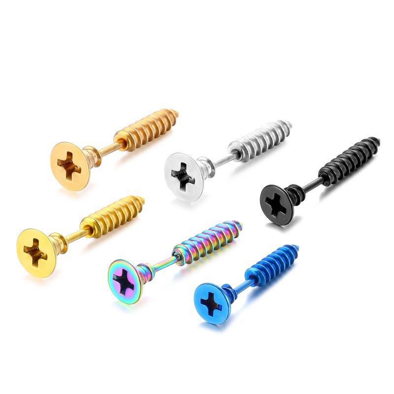 Classy Stainless Steel Cross Screw Piercing Rings