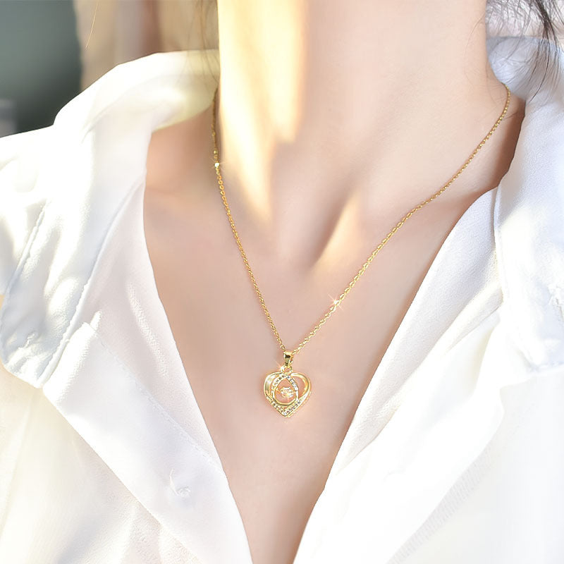 Heart-shaped For Light Luxury Fashion Trendy Titanium Steel No Fading Necklace