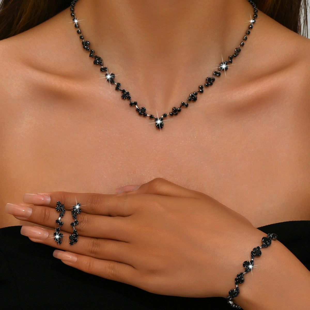 Casual Ear Three-piece Rose Gold Supply Jewelry Set