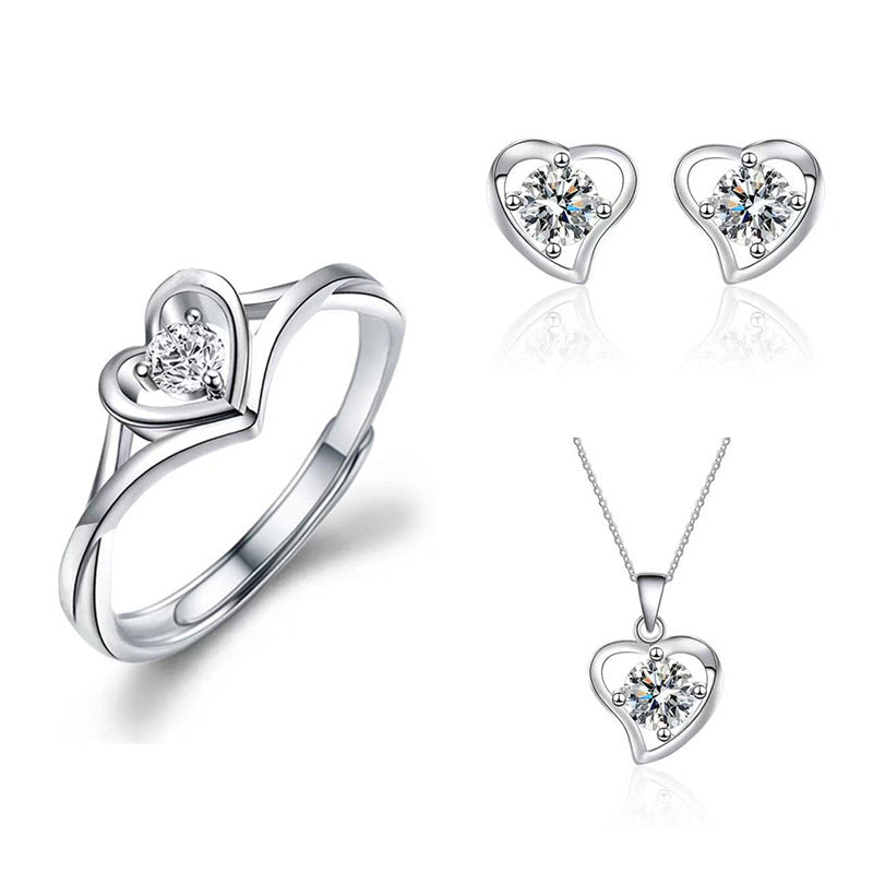 Imitation Moissanite Three-piece Zircon Temperament Ear Earrings