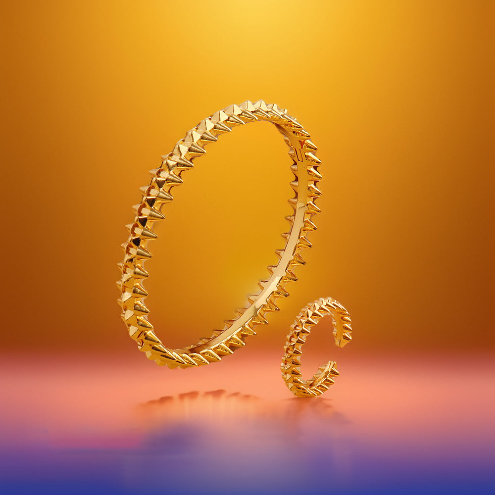 Fashion Personality Gear Open Buckle Gold Light Luxury Bracelet