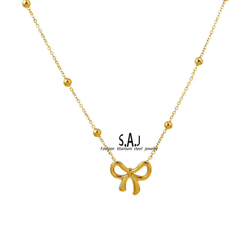 Women's Clavicle Chain Fashion Bowknot Titanium Steel Necklace