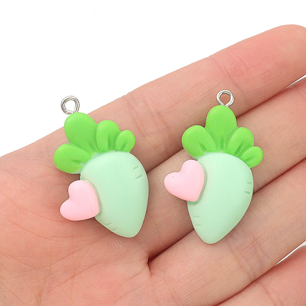Mini Small Matching Carrot Barrettes Vegetable Resin Cute Earrings